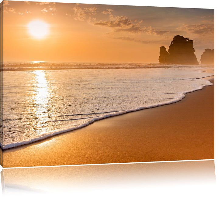 Sonnenuntergang Ozean, Format: 100x70 auf Leinwand, XXL riesige Bilder fertig gerahmt mit Keilrahmen