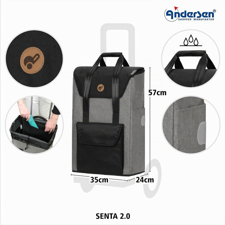ANDERSEN Einkaufstrolley - Royal Shopper Senta 2.0 grau 49 L Einkaufswagen, stilvoll, wasserabweisen