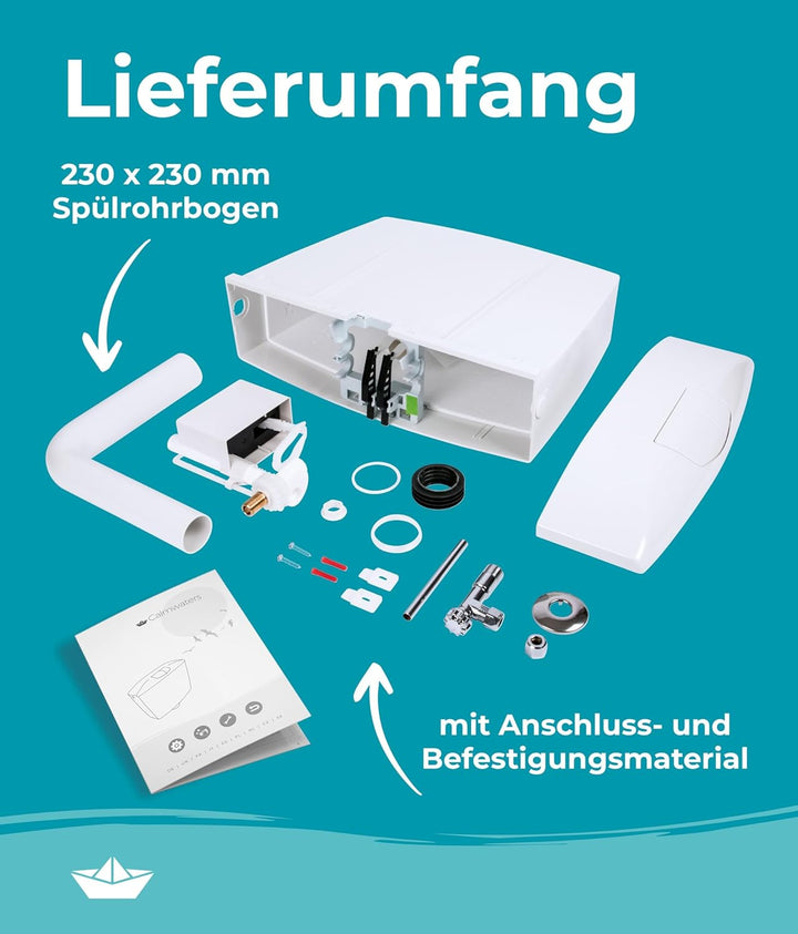 Calmwaters® Premium Spülkasten WC - Made in EU - wassersparend - 2-Mengen-Spülung - Aufputz Spülkast