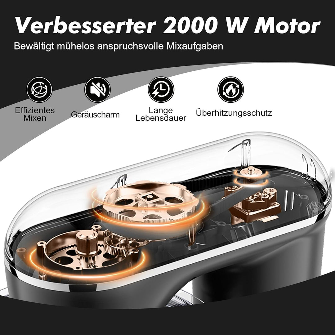 Fab-Serie 8L Küchenmaschine von Kitchen in the box, leistungsstarke Rührmaschine bis zu 2000W, ideal