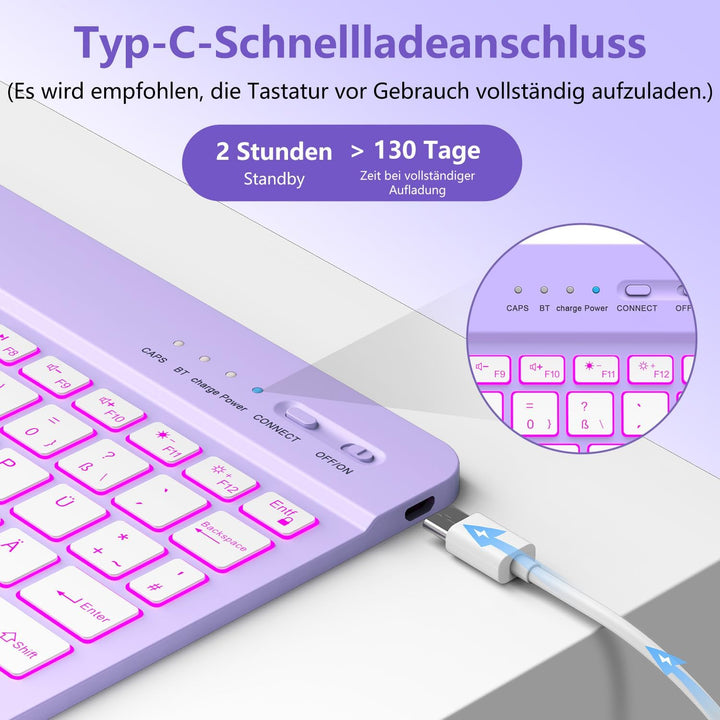 aMZCaSE für iPad A16 10/11th Generation Case mit Tastatur 11/10.9 Zoll(2025/2022),7 Farben Hintergru