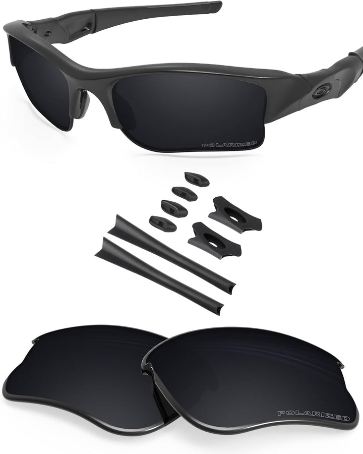 BlazerBuck Anti-salz Polarisierte Ersatzgläser für Oakley Flak Jacket XLJ Schwarz Polarisiert Glas,