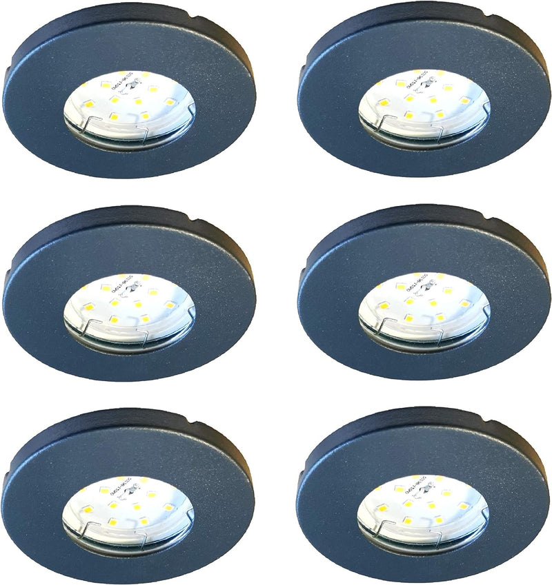 Trango 6er Set 6729IP65-061MO IP65 LED Einbaustrahler in Anthrazit matt inkl. 6x 5 Watt 3000K warmwe