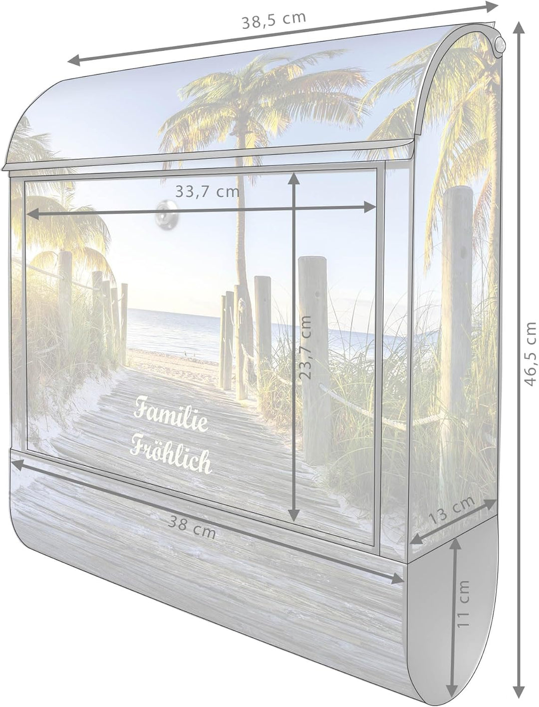 banjado Design Briefkasten personalisiert 38,5x46,5x13cm & 2 Schlüssel - Briefkasten Stahl Schwarz Z