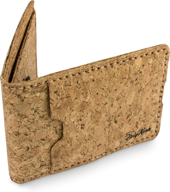 HolyKork schmales Portemonnaie, vegan aus Kork, 5 Kartenfächer, Münzfach & Geldklammer, nachhaltig