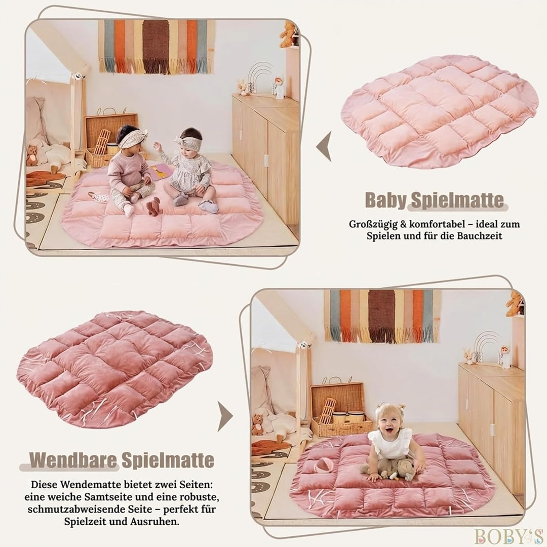 BOBY´S Baby Spielbogen mit Babynest &amp; Krabbeldecke – Baby Gym mit Spielzeug – Spielmatte, Laufstall