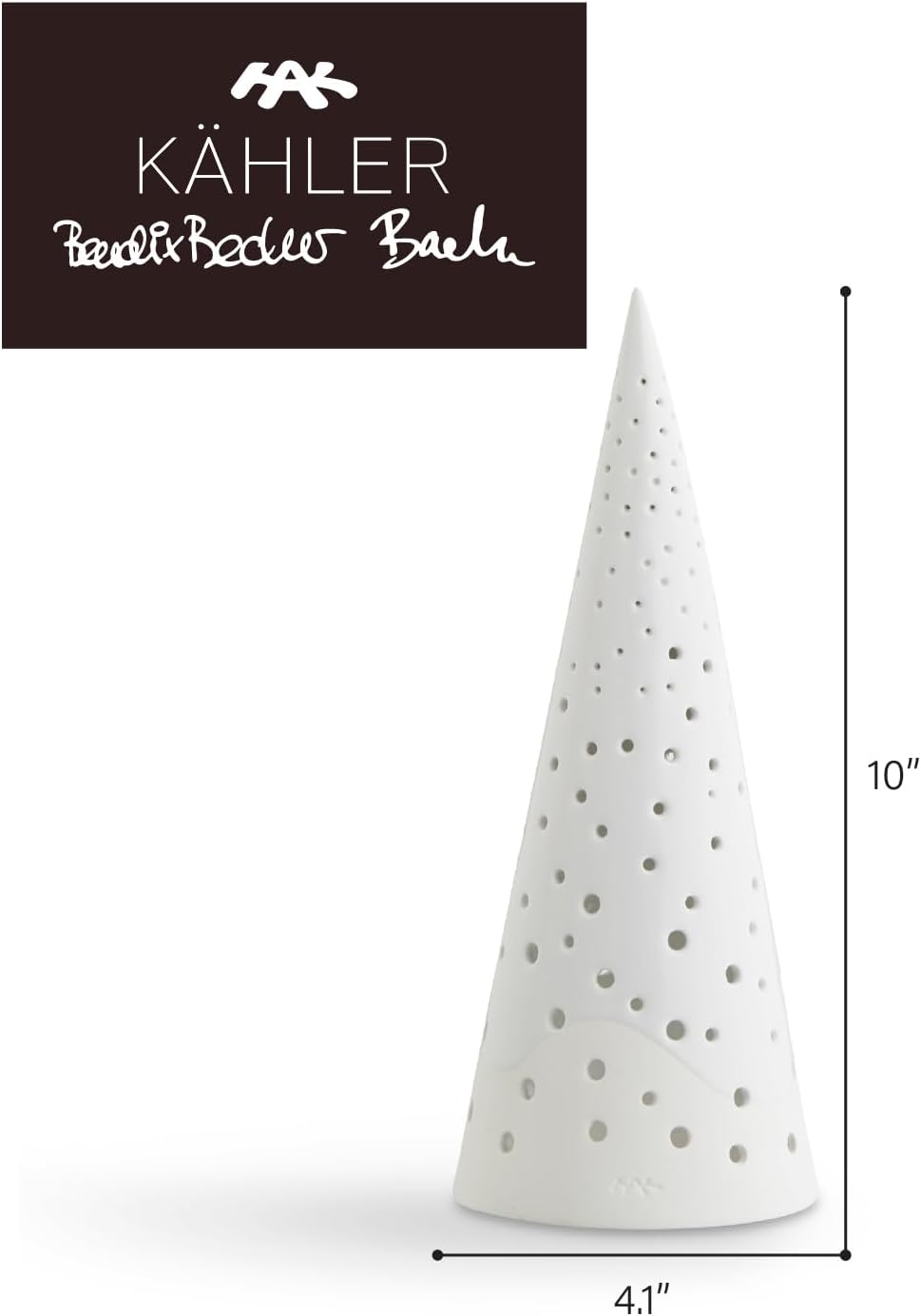 Kähler Teelichthalter hoch H25.5 cm Nobili Sammlerobjekt dänisches Design, Weiss 24,5 cm Schnee Weis