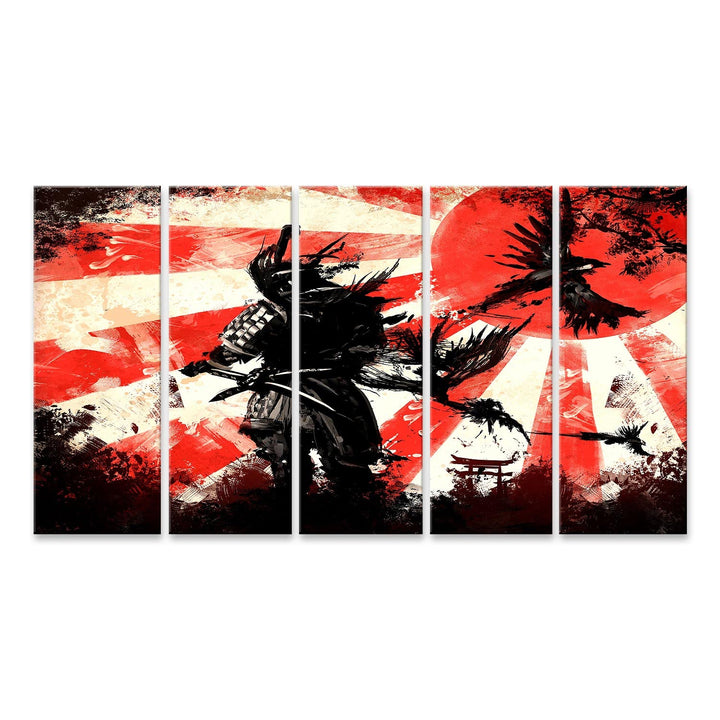islandburner Bild auf Leinwand Samurai Kämpfer Krieger Vor Dem Hintergrund Eines Hellen Sonnenunte B
