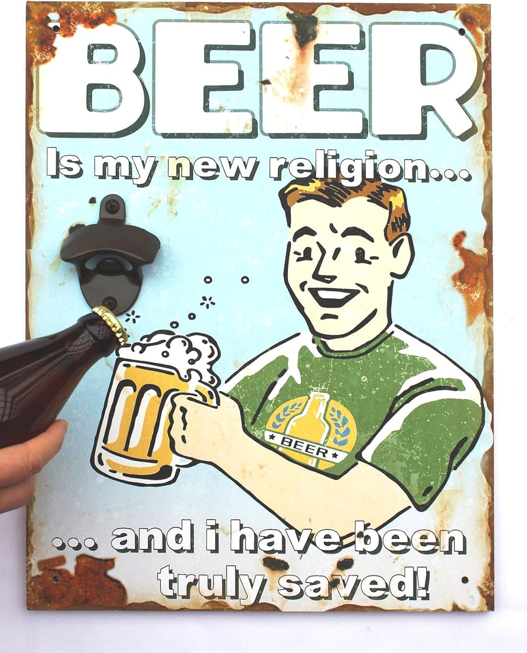 D&M Wandbild Beer mit Flaschenöffner 40cm Bieröffner 21261 Wandflaschenöffner Öffner (21261 Blau), 2