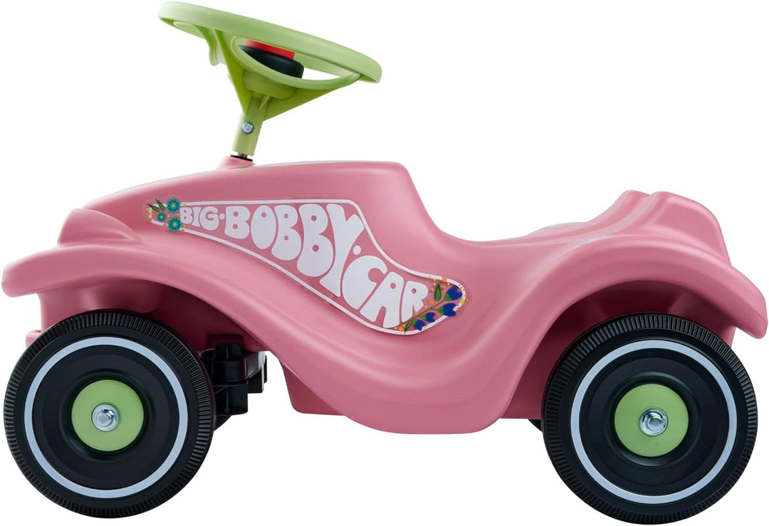 BIG-Bobby-Car Classic Flower - Kinderfahrzeug mit Blumenaufklebern für Jungen und Mädchen, belastbar