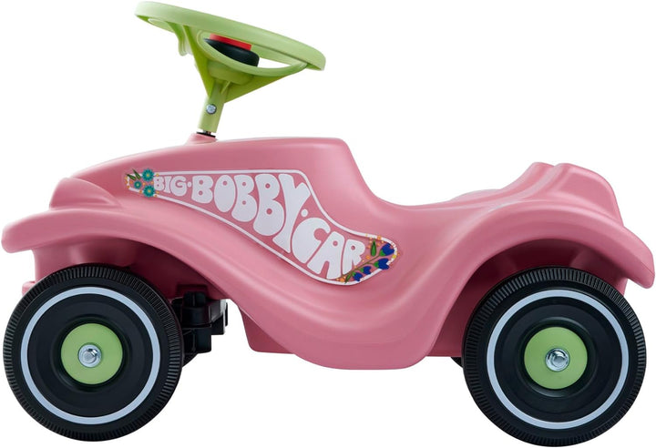 BIG-Bobby-Car Classic Flower - Kinderfahrzeug mit Blumenaufklebern für Jungen und Mädchen, belastbar