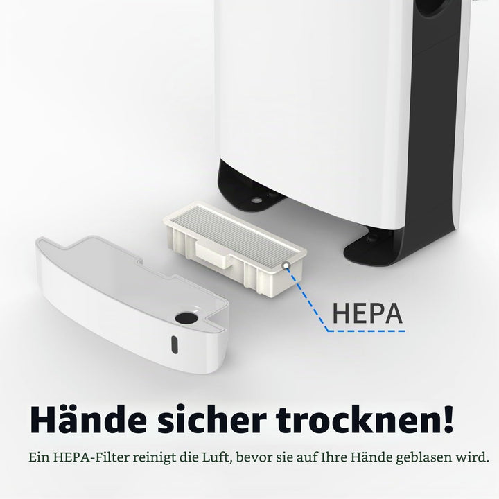 anydry 2065 Doppelseitiger Händetrockner HEPA Filter Effizient ABS Weiss