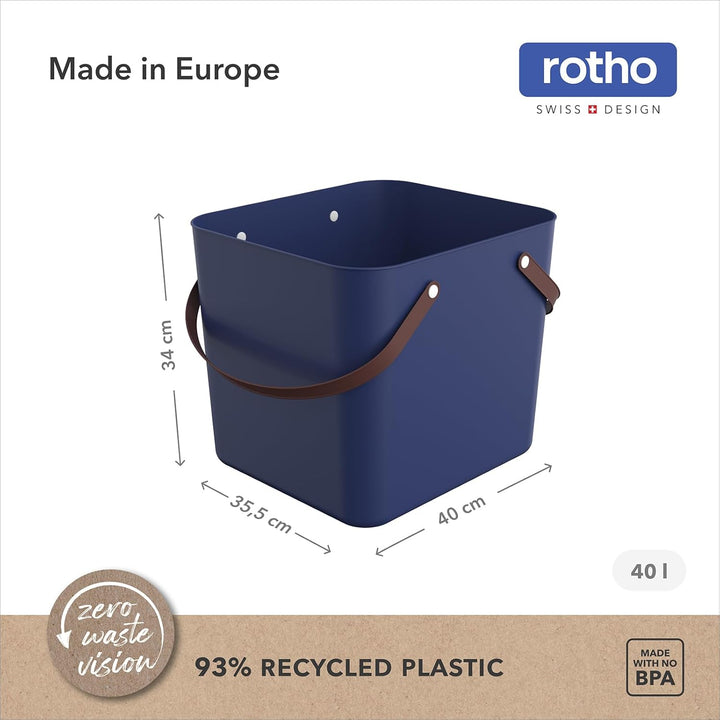 Rotho Albula Einkaufskorb, Kunststoff (PP recycelt), blau, 40l, (39,8 x 35,5 x 34 cm)