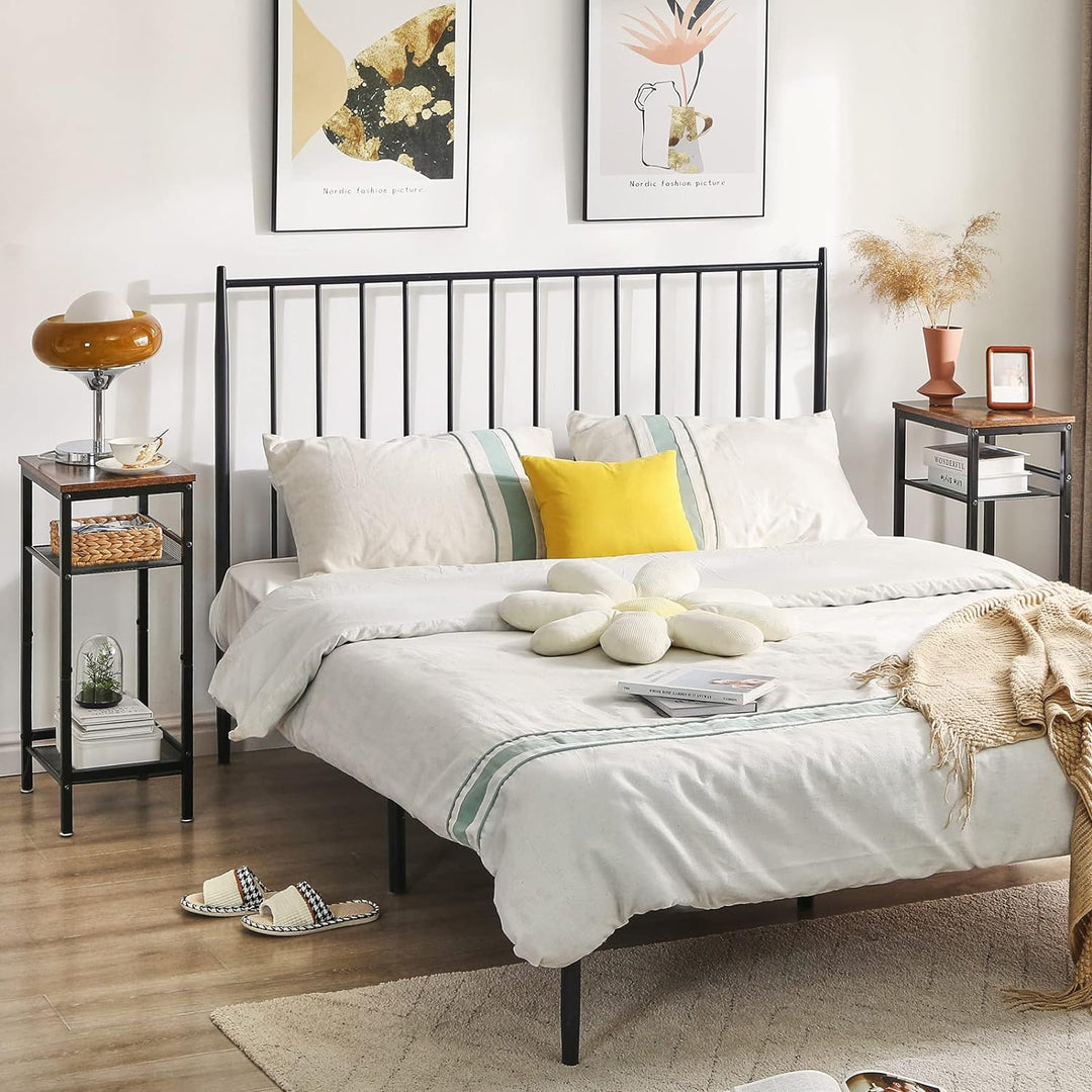 YMYNY 2er Set Beistelltische, Nachttisch mit Regalen, Telefontisch, Industriestil, Mesh verstellbar,