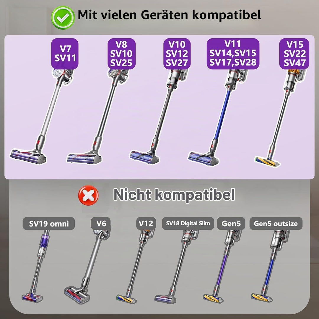 Softwalze Bodendüse für Dyson V7 V8 V10 V11 V15 Staubsauger, Elektrischer Soft Roller Bürste Aufsatz