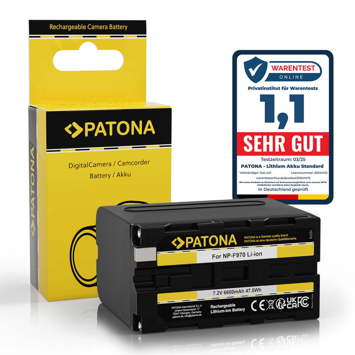 PATONA NP-F970 Akku 6600mAh Ersatzakku kompatibel mit Sony Camcorder, LED Indikatoren Beleuchtung Vi