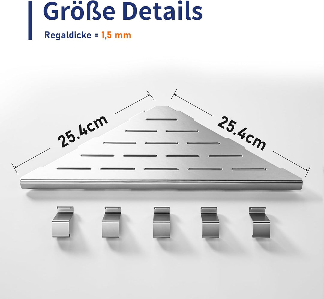 Eck-Duschregal Edelstahl 304,Eckregal Dusche 25.4cm,Duschablage Ecke für Badrenovierung,Eckablage Du
