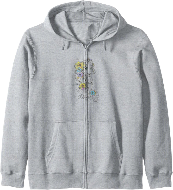 Disney Tangled Rapunzel Floral Sketch Portrait Kapuzenjacke
