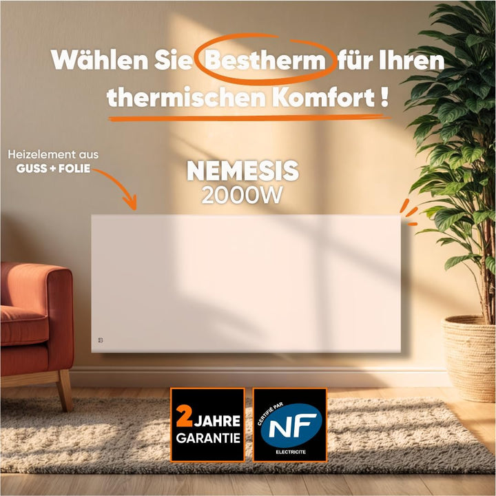 BESTHERM Bestherm Nemesis Elektroheizkörper, elektrisch, mit trockener Trägheit, Gusseisen + Folie,