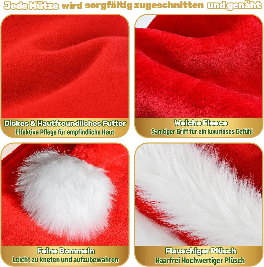 Weihnachtsmütze Nikolausmütze Damen Herren plüsche weihnachtsmann mütze Rote Santa Mütze Bequemes Di