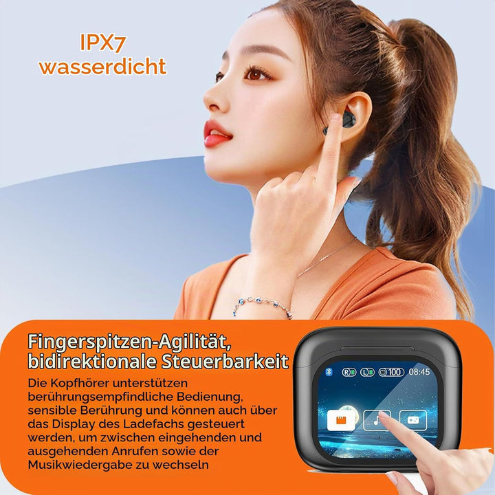 Bluetooth Kopfhörer, In Ear Kopfhörer Kabellos mit Touchscreen, Bluetooth 5.4 HiFi Stereo mit ANC/EN