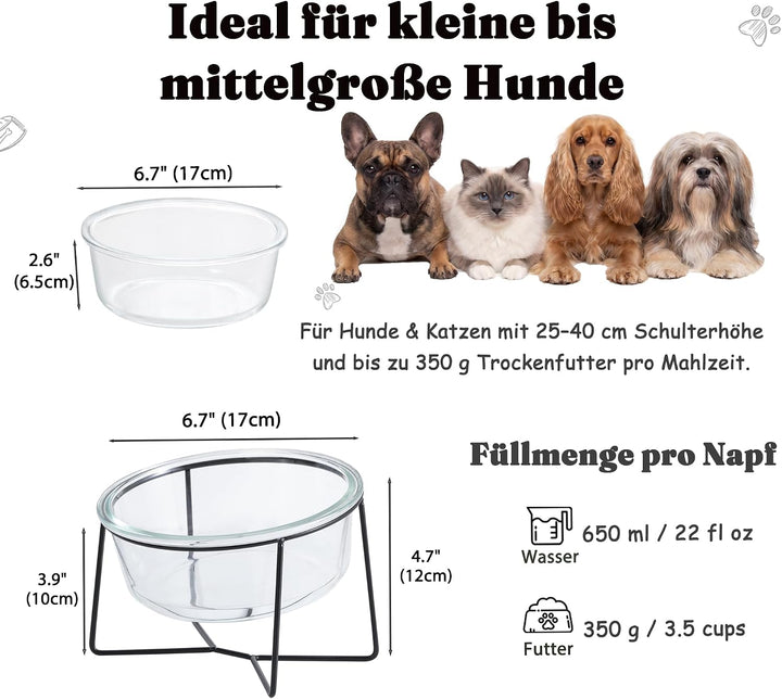 Hundenapf Katzennapf - Futternapf Hund Katze - Futterstation Hund Katzen Erhöht mit Ständer - Fressn