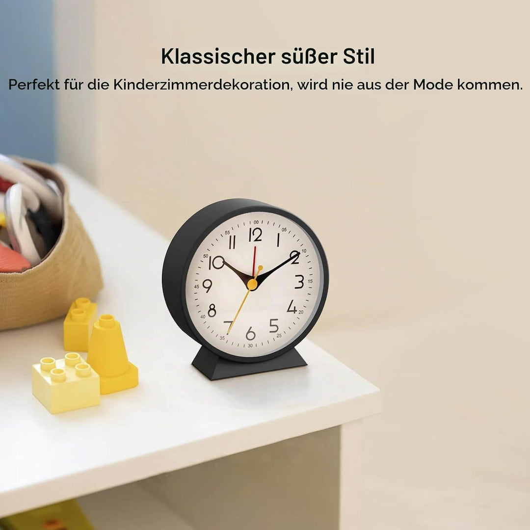 Azyh Analoger Wecker ohne Ticken, Kleine Retro Tischuhr, Tischuhr für Wohnzimmerdekoration, Schlafzi
