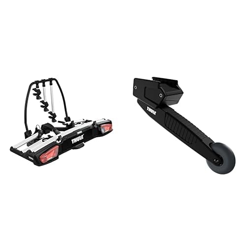 Thule 939000 Fahrradträger VeloSpace XT 3 Bikes, 13 pin &amp; 9173 Transportrollen, schwarz, 50 x 25 x 2