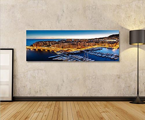 islandburner Bild Bilder auf Leinwand Monaco V2 Montecarlo Hafen Yachthafen Panorama XXL Poster Lein