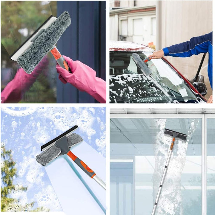 Professioneller Fensterwischer-Reiniger, 2-in-1Duschwischer mit 266CM‘’ Verlängerungsstange, Telesko