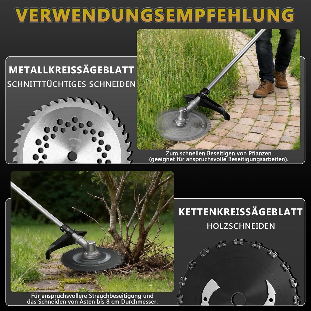1380W Akku Rasentrimmer Kompatibel mit Makita Akkus 18V | 7-in-1 Akku Freischneider mit Unkrautbürst