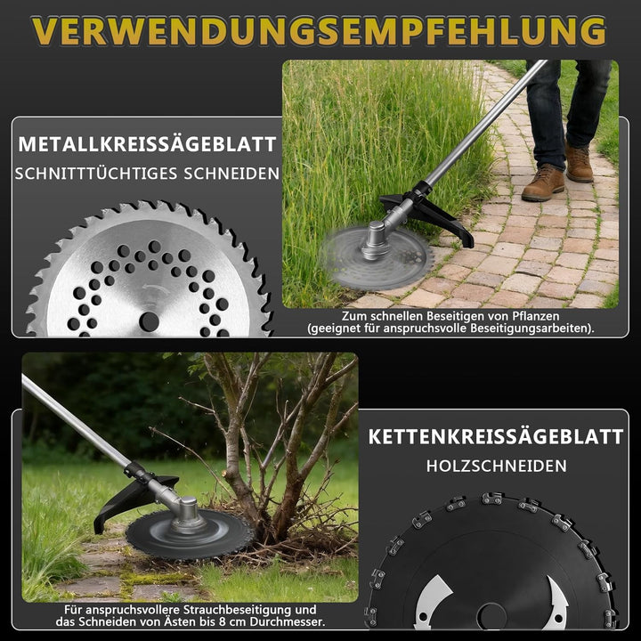1380W Akku Rasentrimmer Kompatibel mit Makita Akkus 18V | 7-in-1 Akku Freischneider mit Unkrautbürst