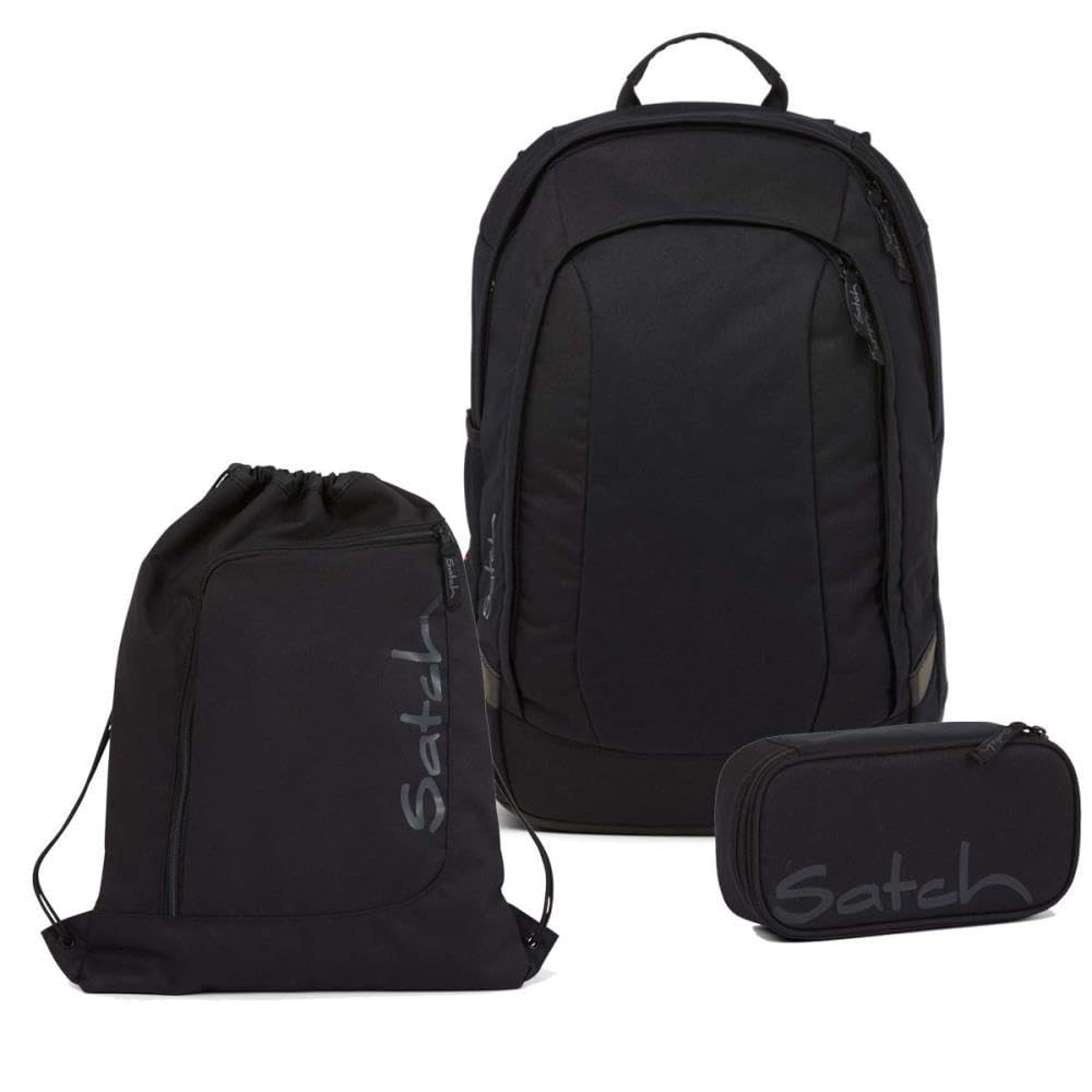 Satch Air Schulrucksack Set 3tlg. inkl. Schlamperbox und Sportbeutel Blackjack, Blackjack