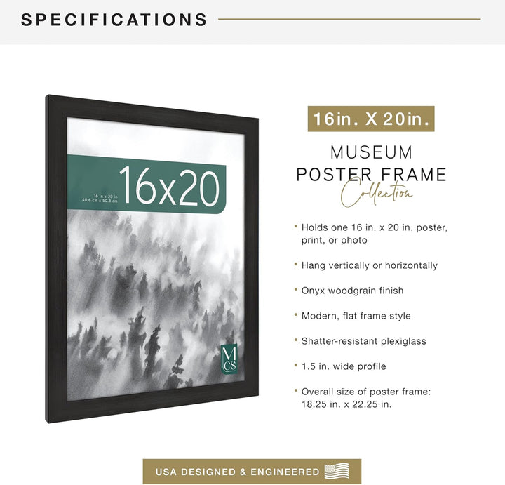 MCS Museum Poster Rahmen, Plastik, Onyx-Holzmaserung, 16 x 20 Inch Onyx-holzmaserung 16 x 20 Inch, O