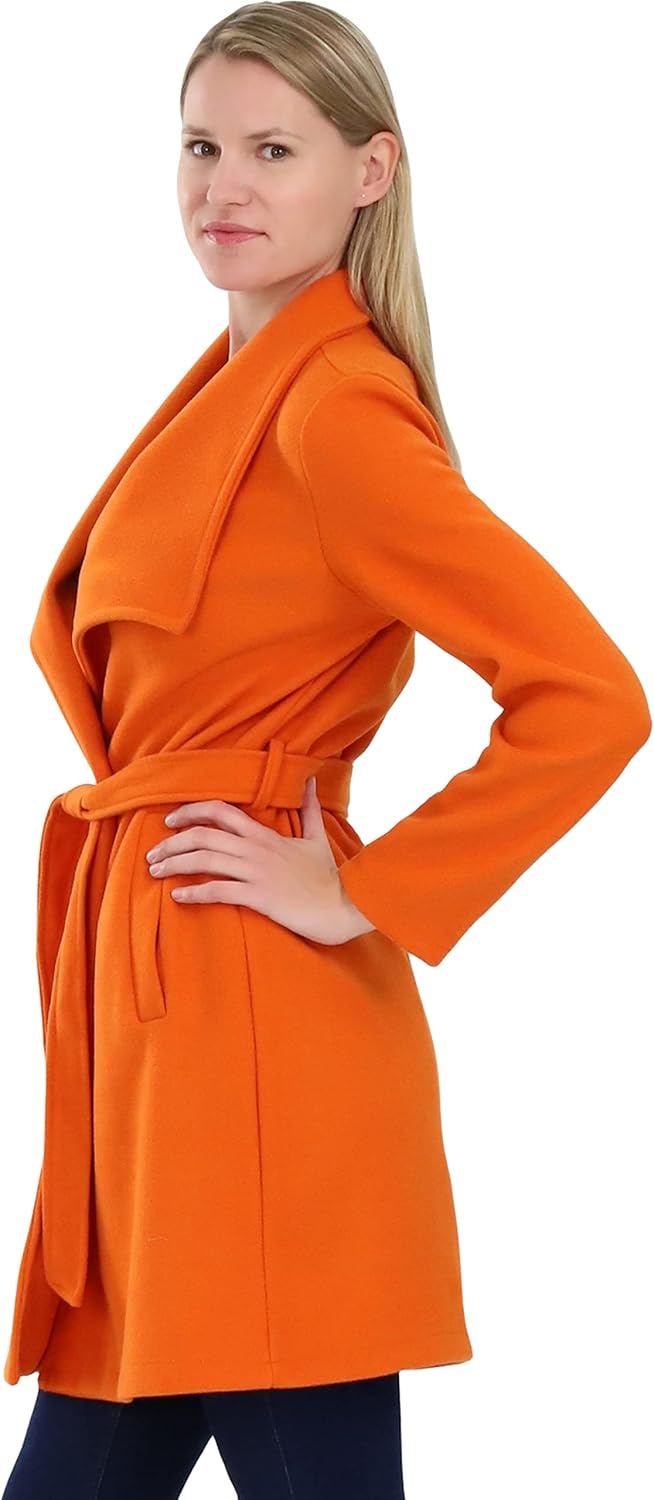 malito – Damen Trenchcoat einfarbig mit Gürtel & Taschen – klassischer Mantel für Herbst & Winter –