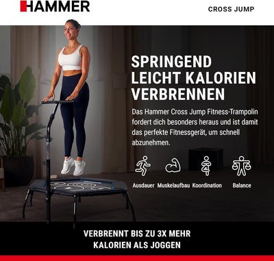 Hammer Fitness-Trampolin Cross Jump, 98 cm Sprungfläche, leistungsstark bis 130 kg