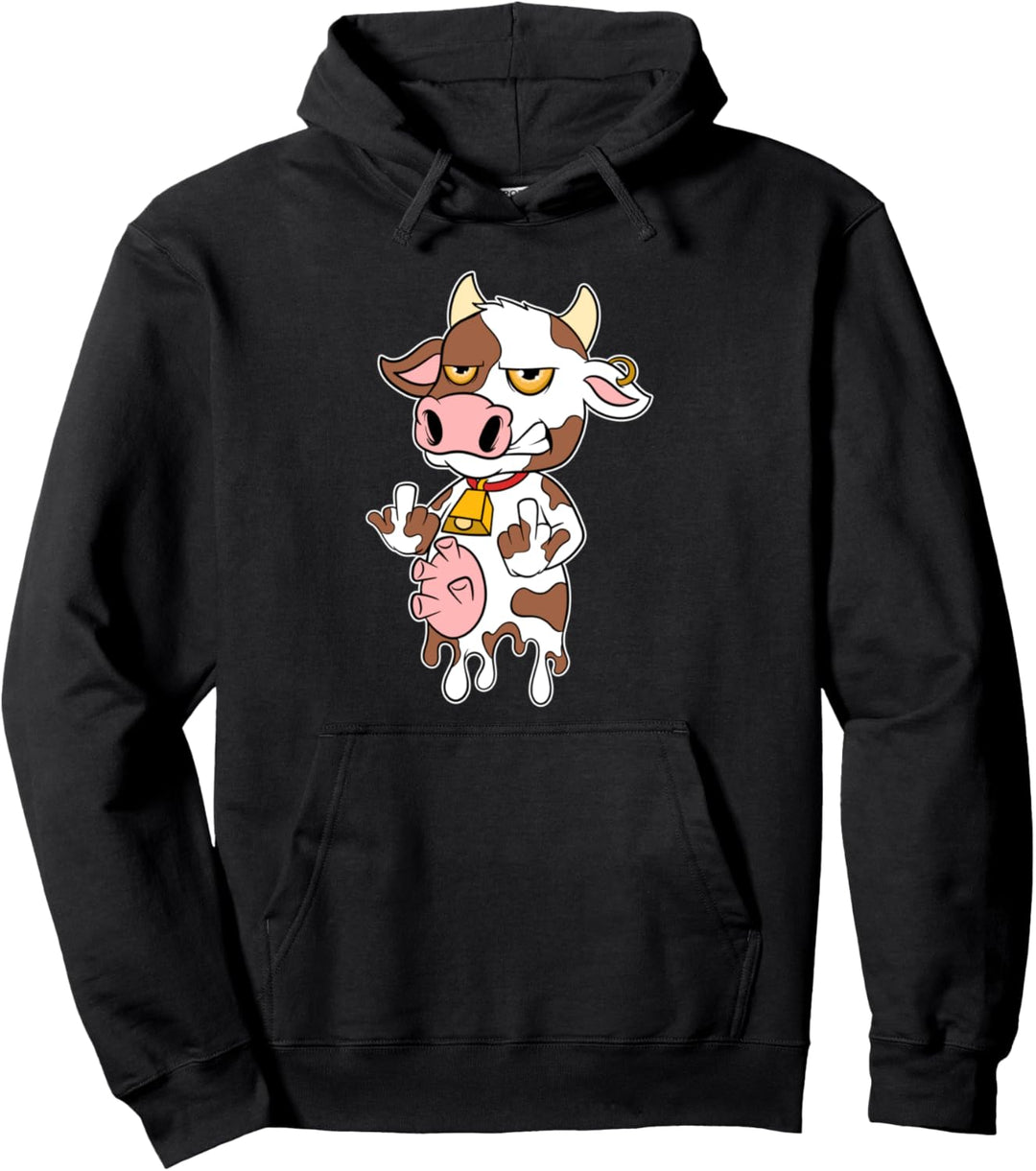 Lustiges Landwirt Kühe Design Kuh zeigt den Mittelfinger Kuh Pullover Hoodie
