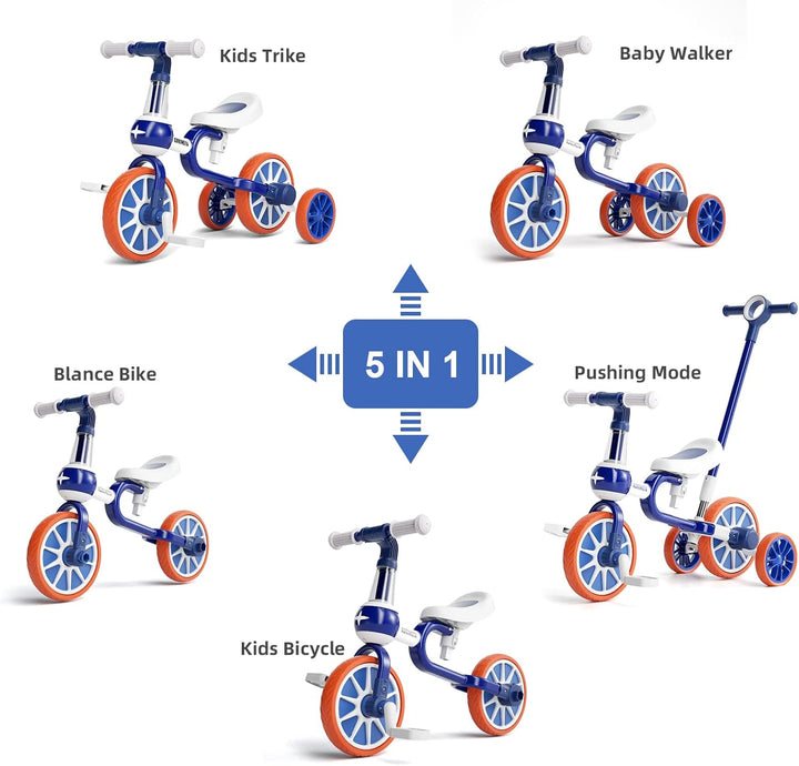 KORIMEFA 4 in 1 Laufräder Laufrad Kinderdreirad Dreirad Lauffahrrad Lauflernhilfe für Kinder ab 1 Ja