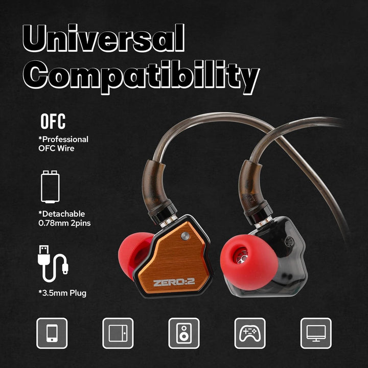LINSOUL 7Hz x Crinacle Zero:2 In-Ear-Monitor, Aktualisierter 10mm dynamischer Treiber IEM, kabelgebu