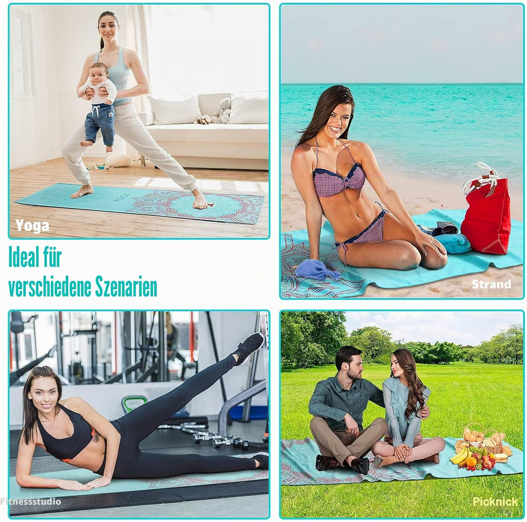MoKo Yogamatten Handtuch, rutschfest Yoga Handtuch Auflage für Yogamatte Schweissabsorbierend Saugfä