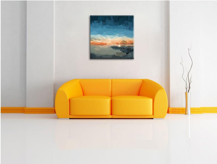 Pixxprint Timmendorfer Strand als Leinwandbild/Grösse: 70x70 cm/Wandbild/Kunstdruck/fertig bespannt,
