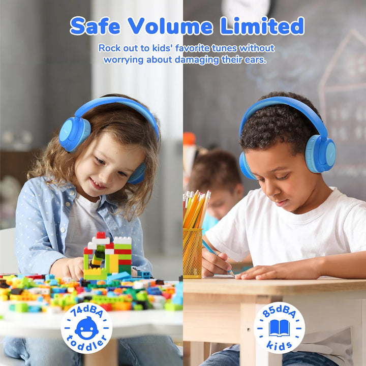 iClever Bluetooth Kopfhörer Kinder, 60 Std Akku, 74/85 dBA Lautstärkebegrenzung, Stereo-Sound, Typ-C