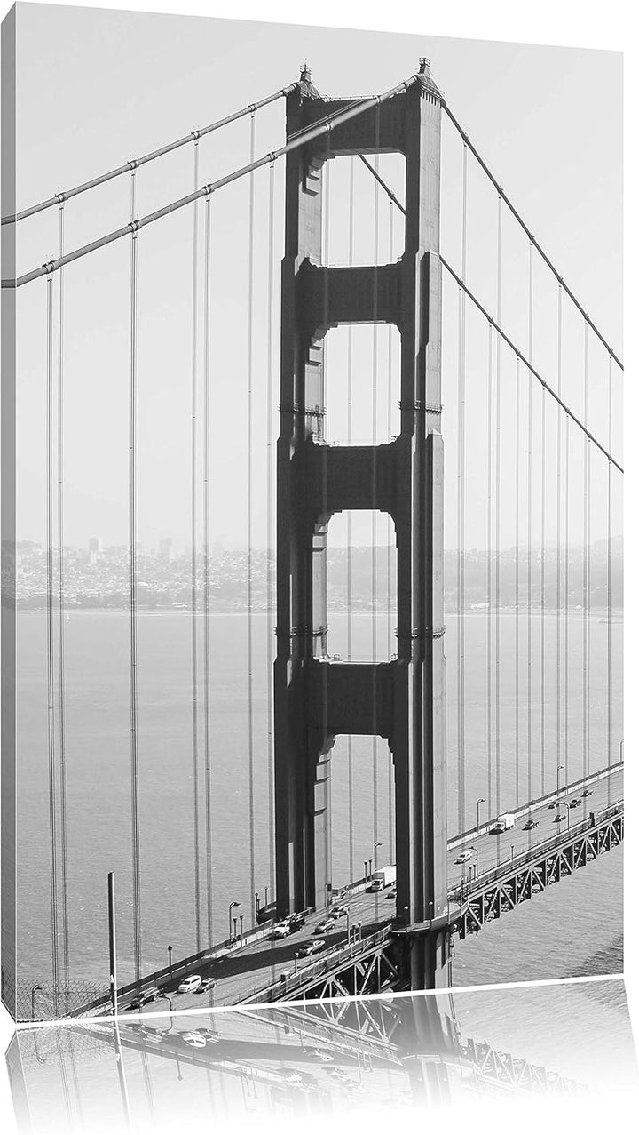 Pixxprint Golden Gate Bridge San Francisco / 100x70cm Leinwandbild bespannt auf Holzrahmen/Wandbild