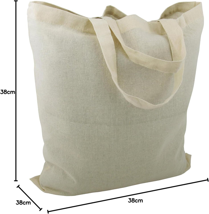 (10, 25, 100, 250 Pack Baumwolltasche zum Bemalen | mit Zwei Langen Henkeln | 38x42cm | Jutebeutel |