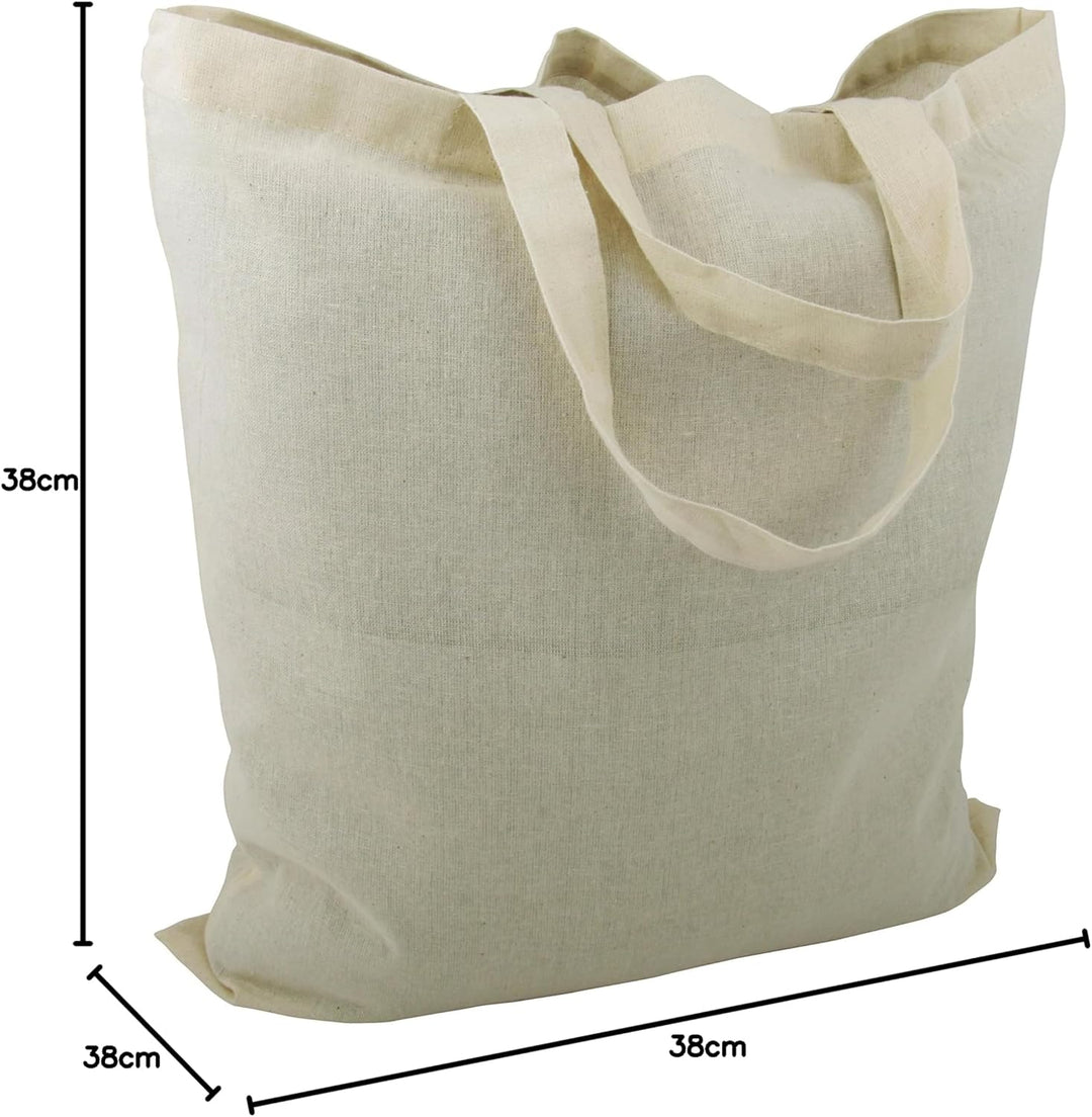 Cottonbagjoe (10, 25, 100, 250 Pack Baumwolltasche zum Bemalen | mit Zwei Langen Henkeln | 38x42cm |