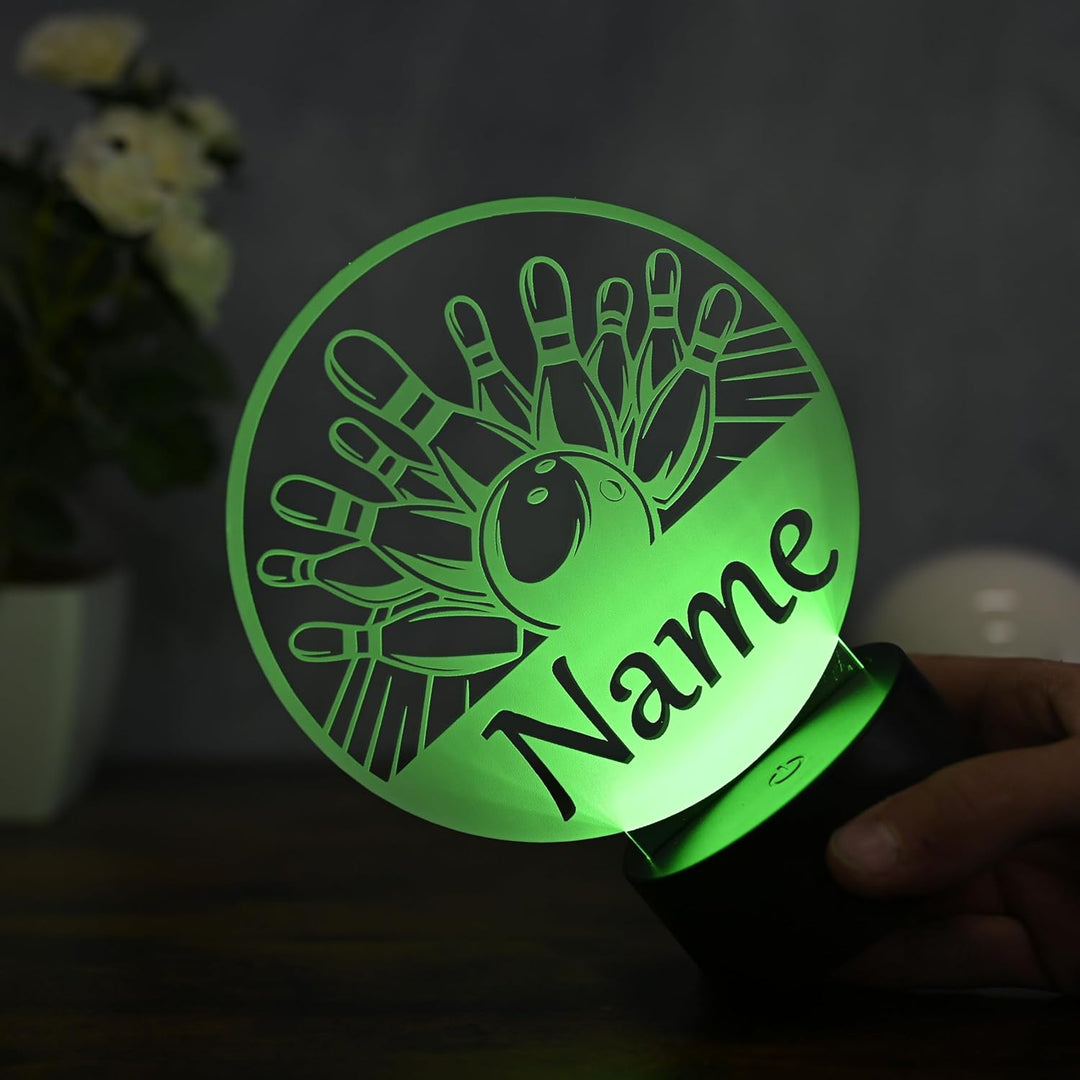 Personalisierte Bowling LED Lampe – Geschenk zum Geburtstag für Bowlingspieler & Fans Bowling Deko,