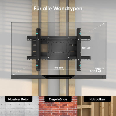 ONKRON TV Wandhalterung schwenkbar für 40-75 Zoll TV bis zu 68 kg - TV Wandhalterung ausziehbar & ne