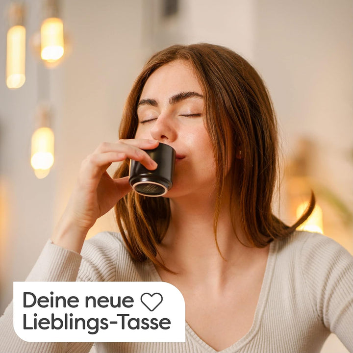 Cosumy Espressotassen Set 4er Schwarz - Espresso Tassen Set ohne Henkel | Stapelbar & Dickwandig - 8