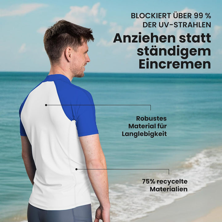 iQ-UV Shirt Herren Slim Fit – UV-Schutz Rashguard für Wassersport – Schwimmshirt für Herren aus recy