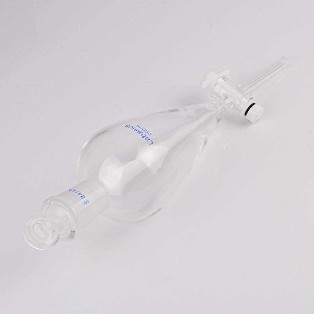 Labasics Borosilikatglas Konischer Scheidetrichter mit PTFE-Absperrhahn, Separatory Funnel 250ml 250